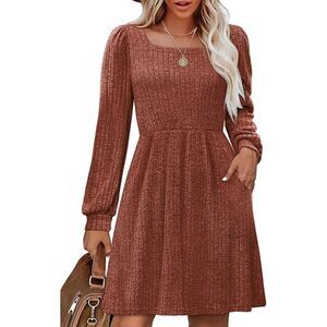 Knit Sweater Dress with Pockets, SMALL, 12H-175D004